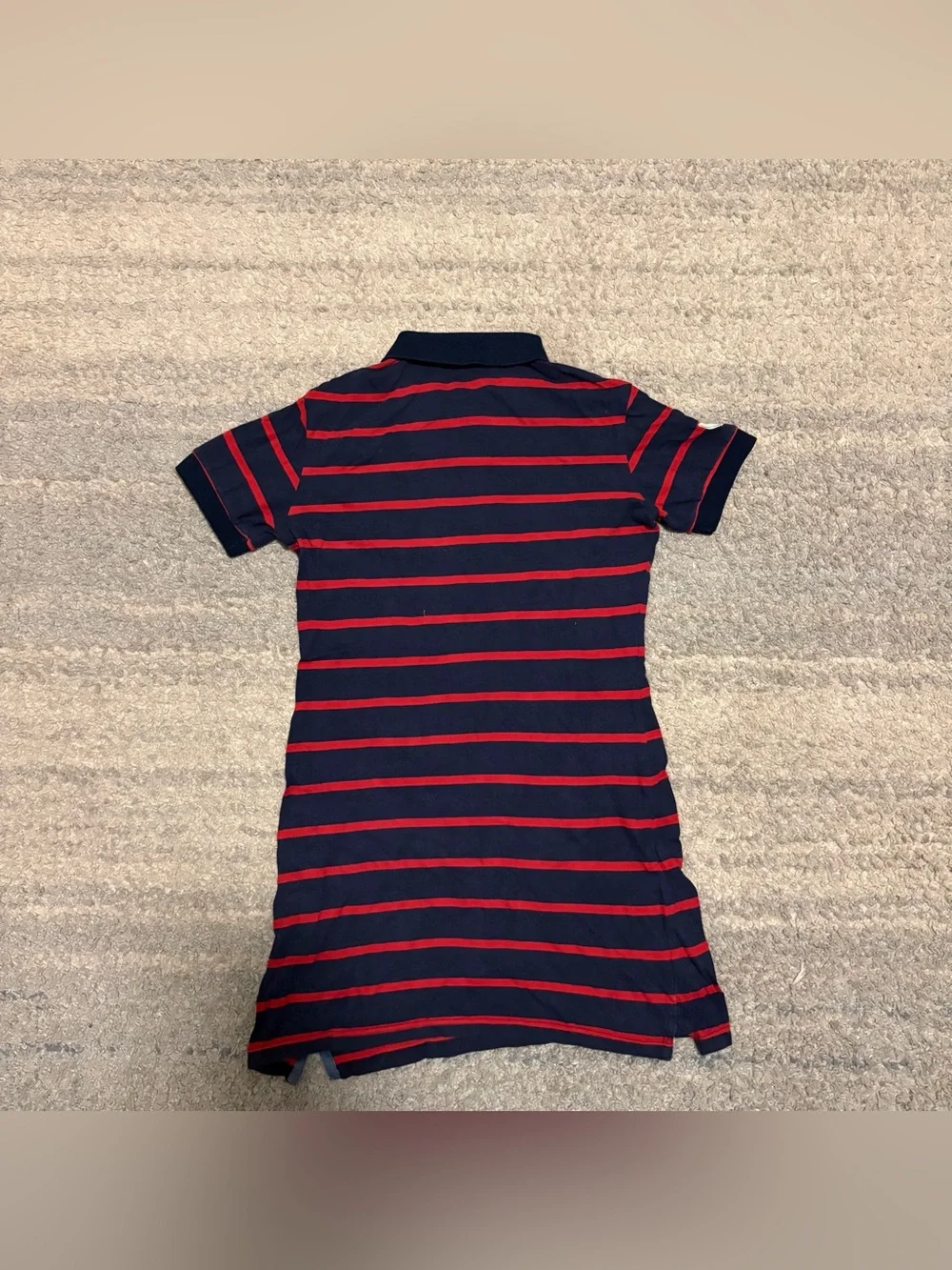Ralph Lauren Big Pony Striped Polo Dress Navy Red Custom Fit Sz Small / Medium